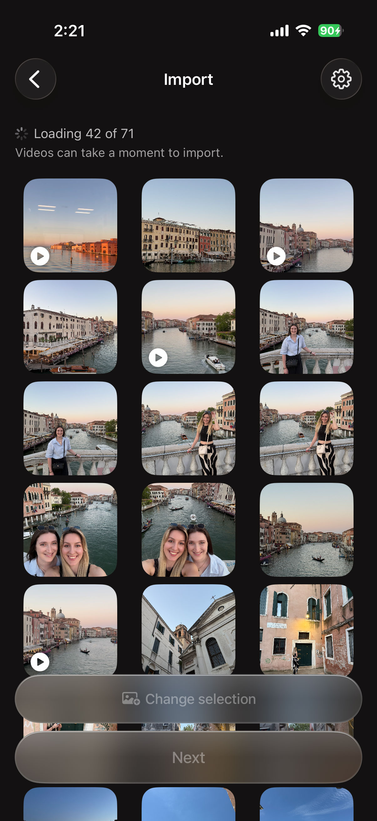 SortMyDump import screen loading selected holiday photos and videos ready to sort